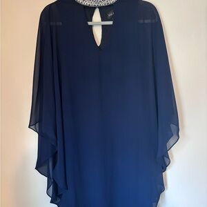 Elegant Navy Blue Chiffon Dress